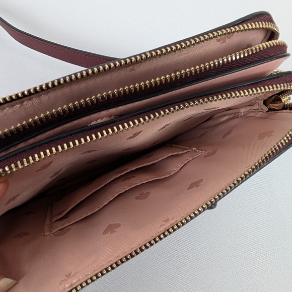 Kate Spade Floral Bulldog Pup Cherrywood Zip Crossbody Novelty Retired NWOT - Picture 10 of 13